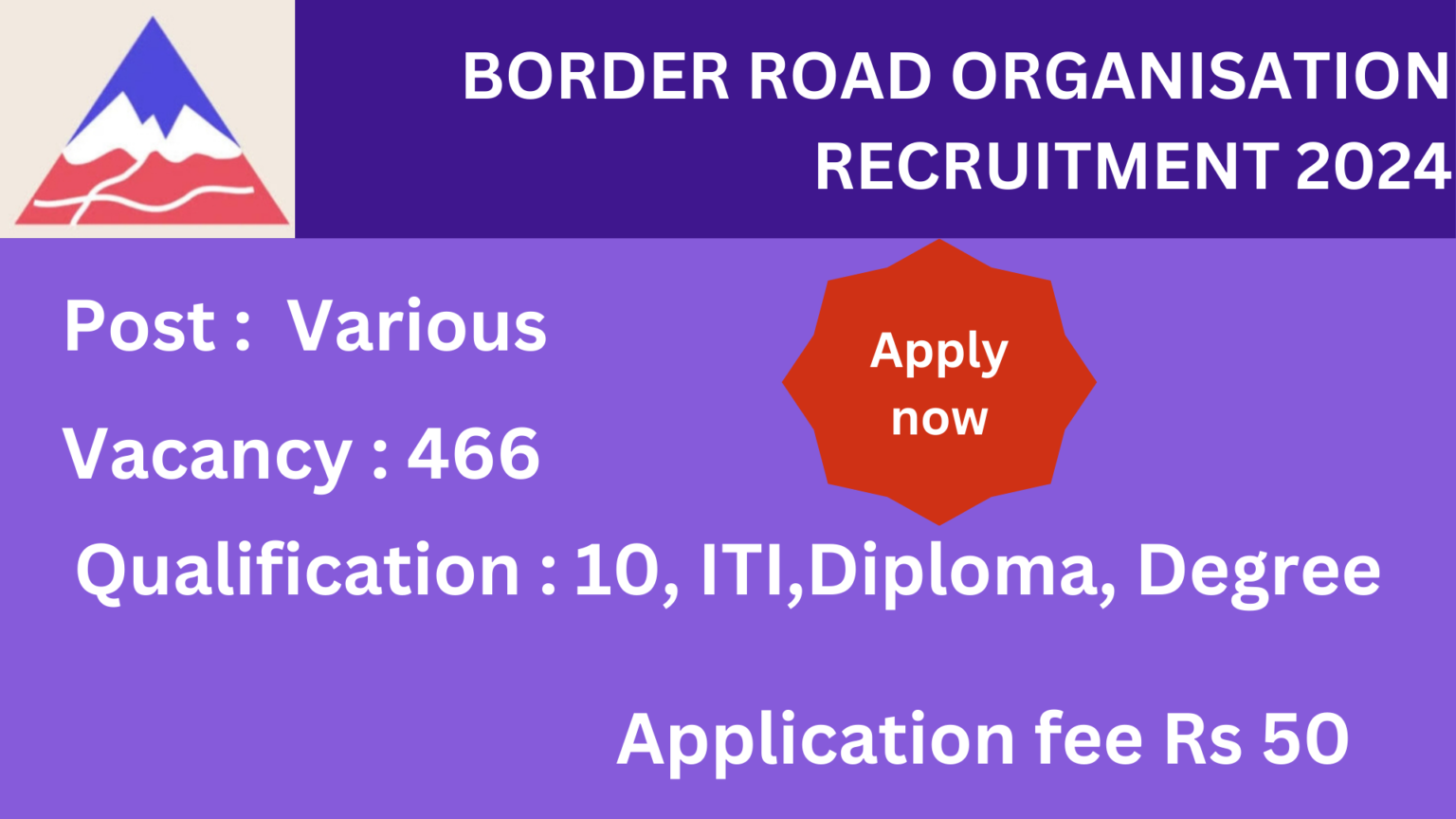 BORDER ROAD ORGANISATION RECRUITMENT 2024